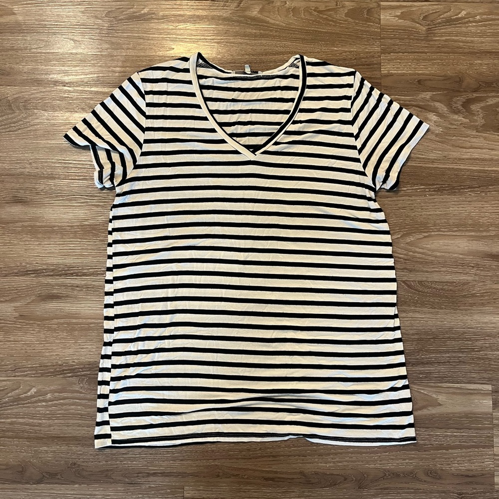 Emma’s closet black and white striped v neck
